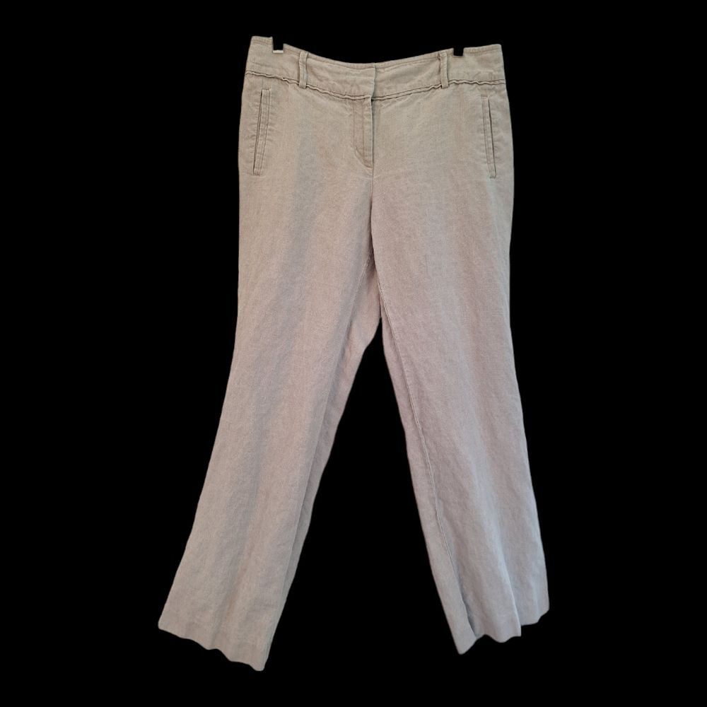 Loft 100% Linen Pants Marisa Trouser 12 Beige Neutral Career Dressy